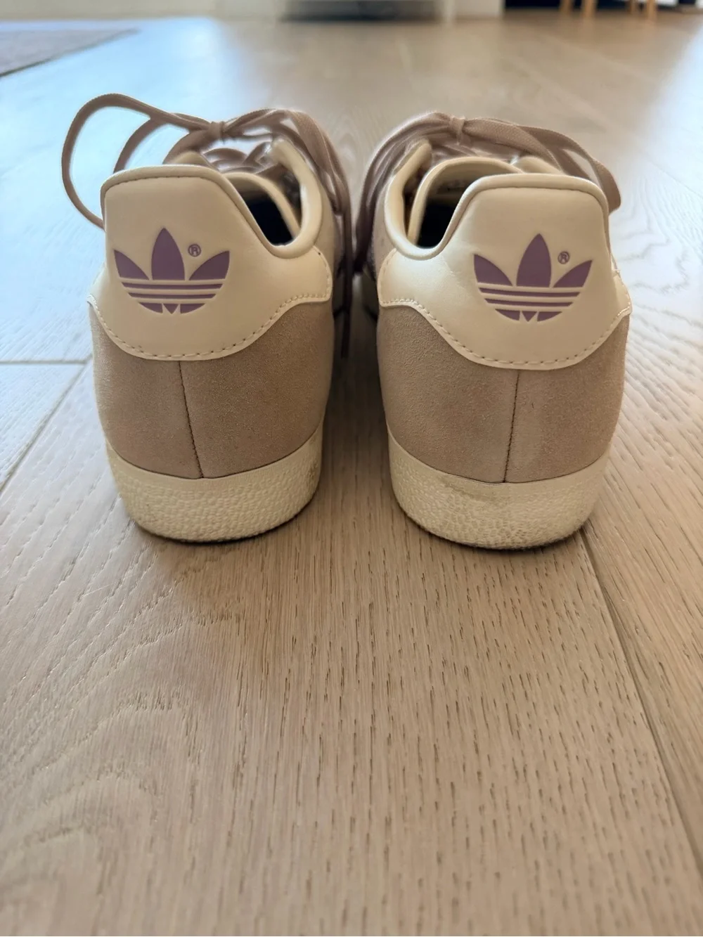 adidas Gazelle Women's Sneakers in Taupe with Lavender Stripes